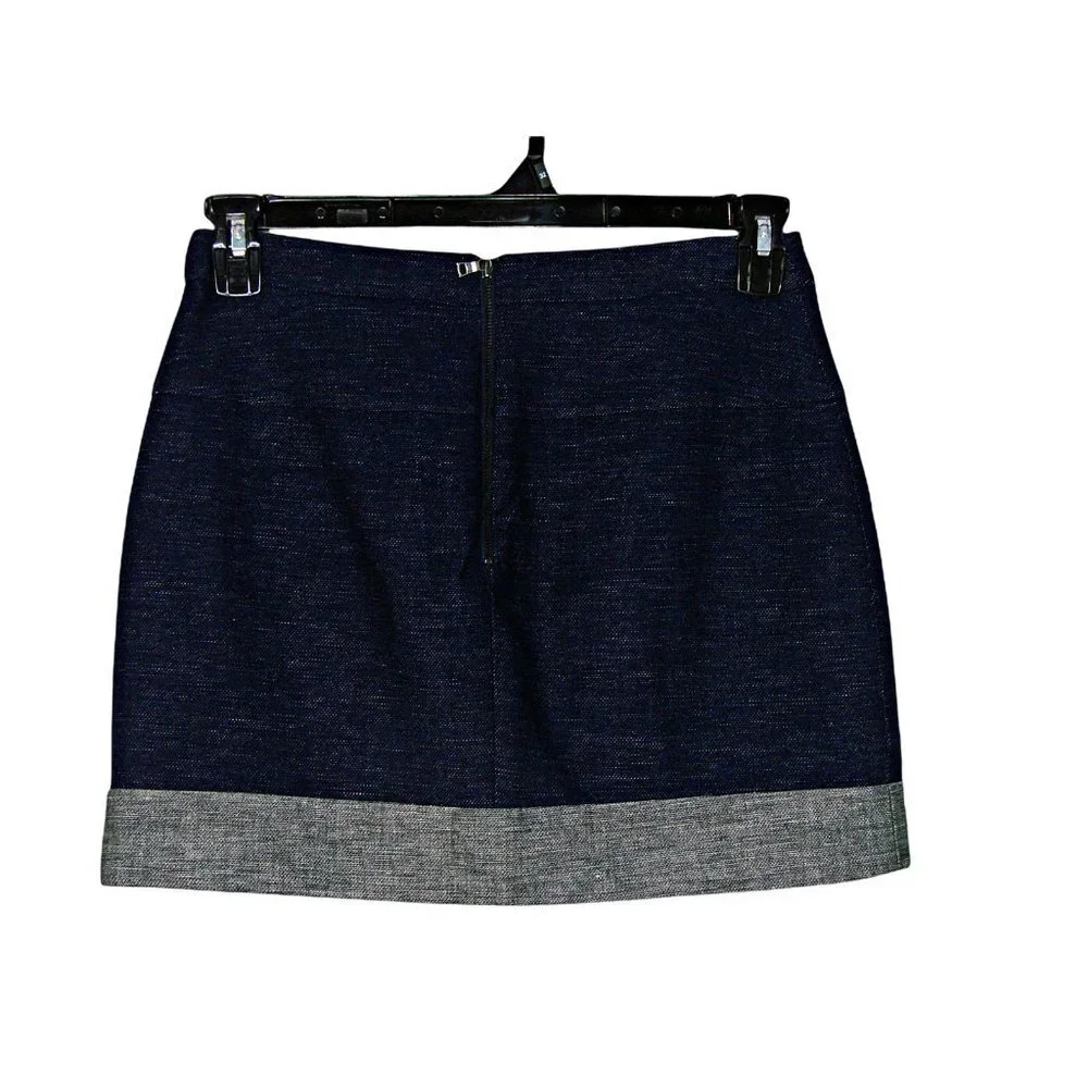 BCBG Maxazria Womens Denim Alden Blocked Hem Straight Skirt Blue Gray Wash Sz 4 - Picture 3 of 12
